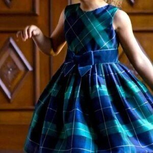 NWT Hope & Henry Tafetta Christmas Holiday Bow Front Plaid Party Dress Sz 4
